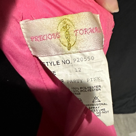 Vintage Precious Formals Vibrant Pink Prom Dress with beading - Picture 3 of 6